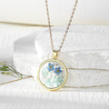Gold Round Bezel Dried Flower Resin Pendant Necklaces view 6