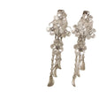 White Pearl Flower Duckbill Hair Clip Cascading Pearl Tassels view 5