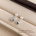 Pearl Stud Earrings Irregular Molten Metal Drop Gold Silver view 6