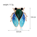 Blue and Orange Cicada Wing Gold Tone Metal Brooch Pin view 2