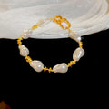 Gold Pearl Butterfly Bracelet Bow Lariat Necklace 2 Styles view 6