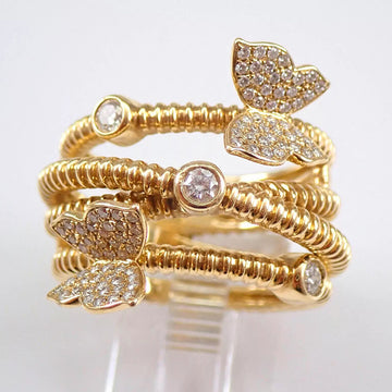 Gold Tone Multi Coil Butterfly Clear Stone Finger Ring Sizes 6-10