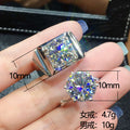 Matching Round and Rectangular Crystal Rings in Silver Tone view 5