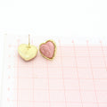 Gold Tone Pink Heart Cameo Face Stud Earrings in Two Shades view 2