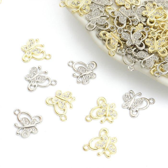 Rhinestone Butterfly Pendant Charms in Gold and Silver Tone