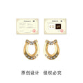 Gold-Tone U-Shape Horseshoe Micro Zircon Stud Earrings view 3