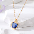 Gold Tone Faceted Heart Crystal Pendant Necklaces in Ten Colors view 7
