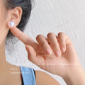 Iridescent White Pearl Ball Stud Earrings Two Sizes view 3