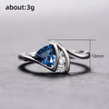 Blue Triangular Solitaire Wave Ring In Polished Silver Tone view 5
