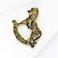 Antique Gold Tone Rocking Horse Brooch With Red Details view 4