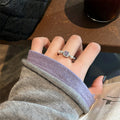 Stretch Pearl Ring Square Purple Crystal Center Band view 2