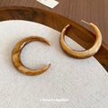 Brown Marbled Resin C Hoop Earrings Decorative Jewelry Design view 4