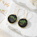 Black Irregular Round Pressed Flower Drop Earrings in Five Designs view 3