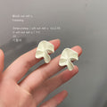 Ivory White Matte Folded Petal Abstract Sculpted Stud Earrings view 4