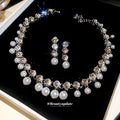 Silver Crystal Bead Pearl Necklace and Drop Earrings view 1