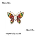 Gold Enamel Pearl Butterfly Brooch Crystal Wing Edges view 7