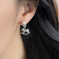 White Pearl And Crystal Rocking Horse Drop Earrings view 4