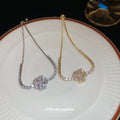 Crystal Flower Leaf Center Slider Bracelet In Gold Or Silver Tone view 1