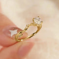 Rose Stem Round Solitaire Ring In Gold And Silver Tones view 2