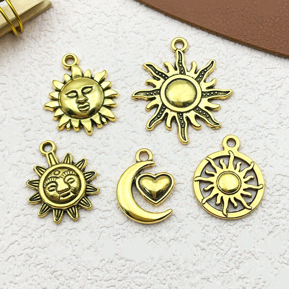 Antique Gold Zinc Alloy Sun Moon Star Charm Pendant for DIY Necklace Earring Jewelry Making