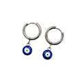 Evil Eye Charm Huggie Hoop Earrings Gold or Silver view 5