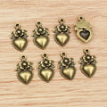 Floral Heart Charms in Antique Bronze and Silver Tones view 3