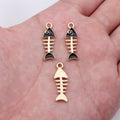 Cat and Fishbone Enamel Charms in White and Black Colorways view 6