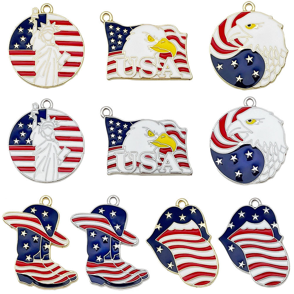 Zinc Alloy Enamel American Independence Day Charm Pendant for DIY Jewelry