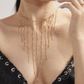 Stainless Steel Fringe Tassel Necklace Pearl Shell Bead Styles view 4