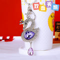 Double Sided Crystal Swan Keychains in White Black Violet Pink and Assorted view 8