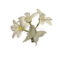 White Fabric Lily Green Butterfly Duckbill Hair Clip Single view 5