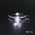 Round Clear Stone Ring Silver Tone Pave Band Six Prongs view 5