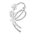 Pearl Flower Knot Rhinestone Brooch Gold Silver Two Tones view 1