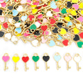 Tiny Heart Lock and Key Charms in Nine Enamel Color Options view 2