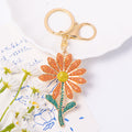 Rhinestone Daisy Flower Keychain Gold Clasp Four Colors view 7