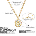 Gold Paperclip Chain Tulip Enamel Oval Pendant Necklace view 8