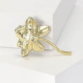 Enamel Lotus Brooch with Faux Pearl Center and Curved Stem view 3