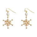 Gold Wire Dreamcatcher Pearl Hook Drop Earrings Pair view 5