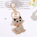 Rhinestone Cat Keychain Gold Tone Crystal Kitten Charm view 7