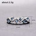 Silver Wave Blue CZ Band Ring Five Stone Zigzag Style view 5