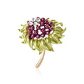 Green Leaf Pomegranate Flower Brooch In Red Pink And Purple view 2