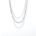 Steel Triple Layer Sparkle Curb Snake Chain Necklace view 5