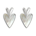 Silver-Tone Dual Heart Mother-of-Pearl Shell Stud Earrings view 5