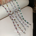 Silver Geometric Flower Oval Crystal Bracelets Four Colors view 3
