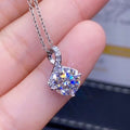 Silver Tone Solitaire Pendant Necklace With Clear Round Stone view 1