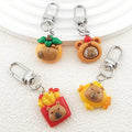 Silver Tone Capybara Food Figure Clip Keychains in Four Designs view 2