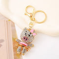Rhinestone Pig Keychain Gold Metal Charm with Lobster Clasp view 9