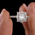 Rose Gold Tone Square Halo Crystal Ring Polished Statement Fashion Jewelry view 3
