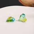 Blue Green Yellow Gradient Heart Stud Earrings Resin view 4