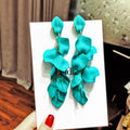 Colorful Fabric Petal Cascade Drop Earrings Fashion Jewelry view 6